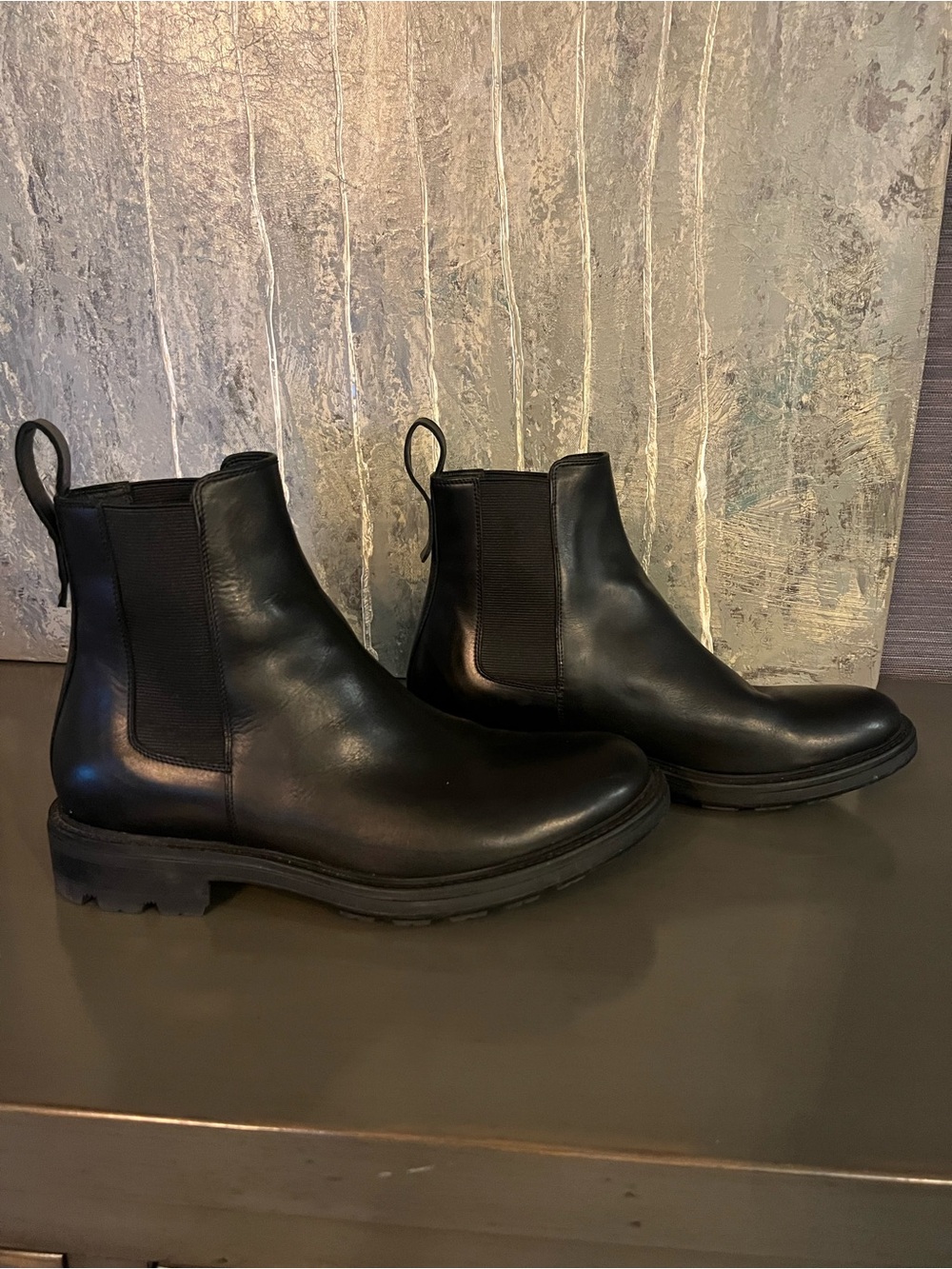 Women’s Theory Pull on Chelsea black Leather Boots - Classic Slip-On Style